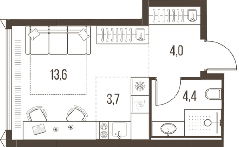 1-комн. 25,7 м²