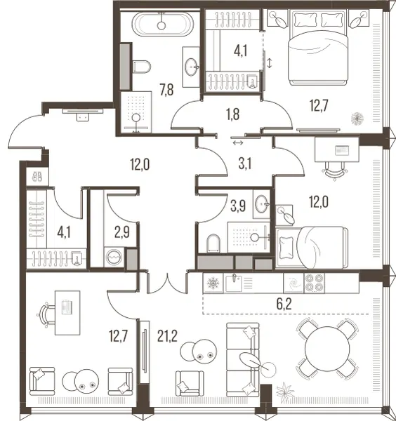 4-комн. 104.5 м²