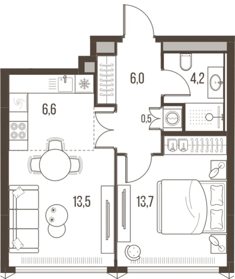 2-комн. 44.5 м²