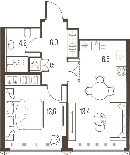 2-комн. 44.2 м²