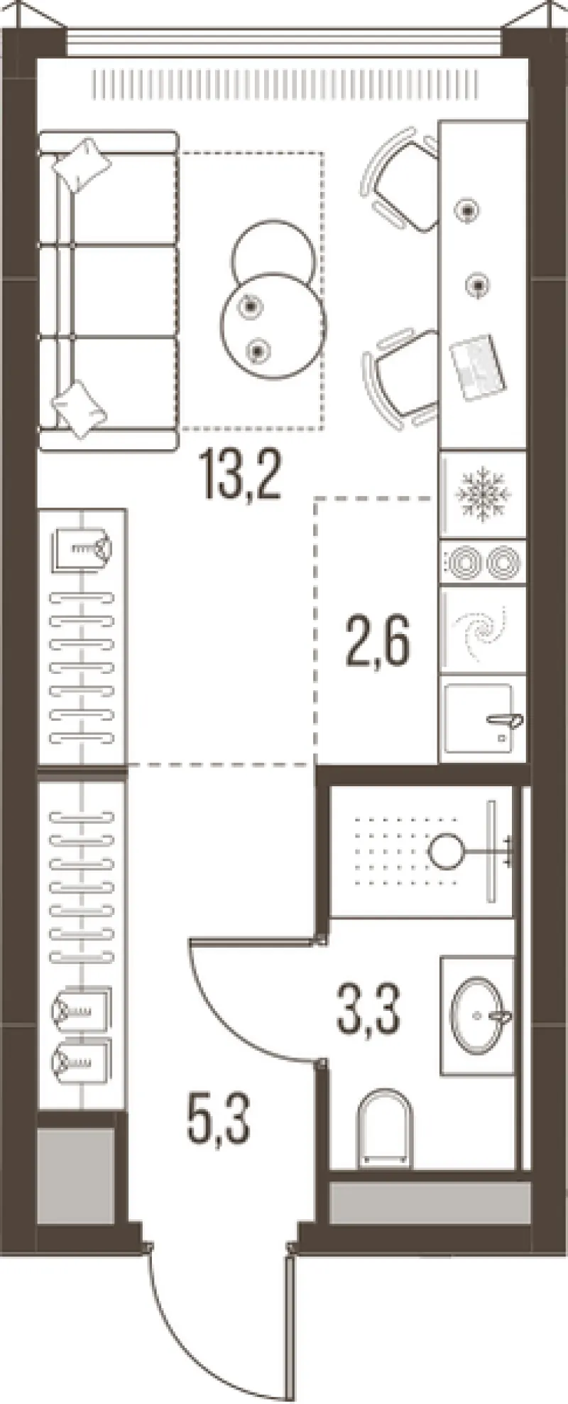 1-комн. 24.4 м²