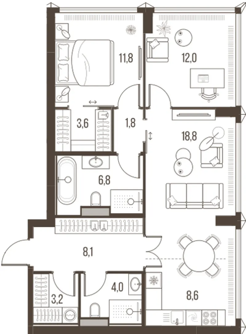3-комн. 78.7 м²