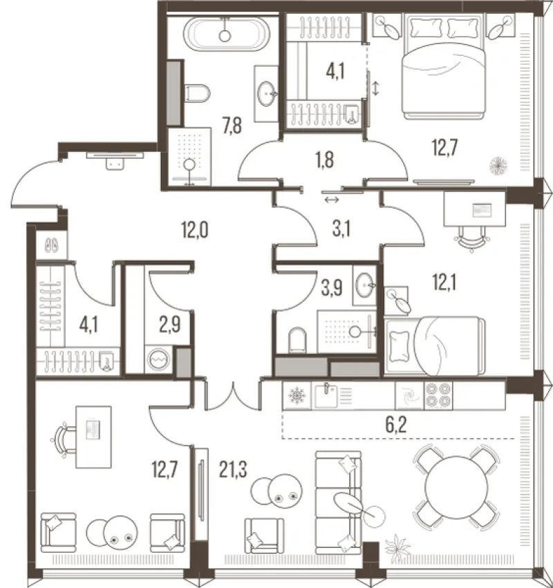 4-комн. 104.7 м²