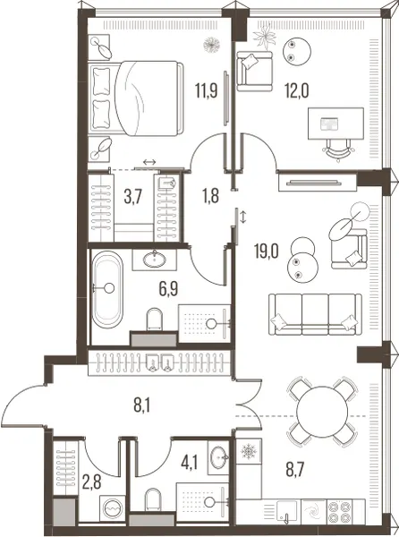 3-комн. 79 м²
