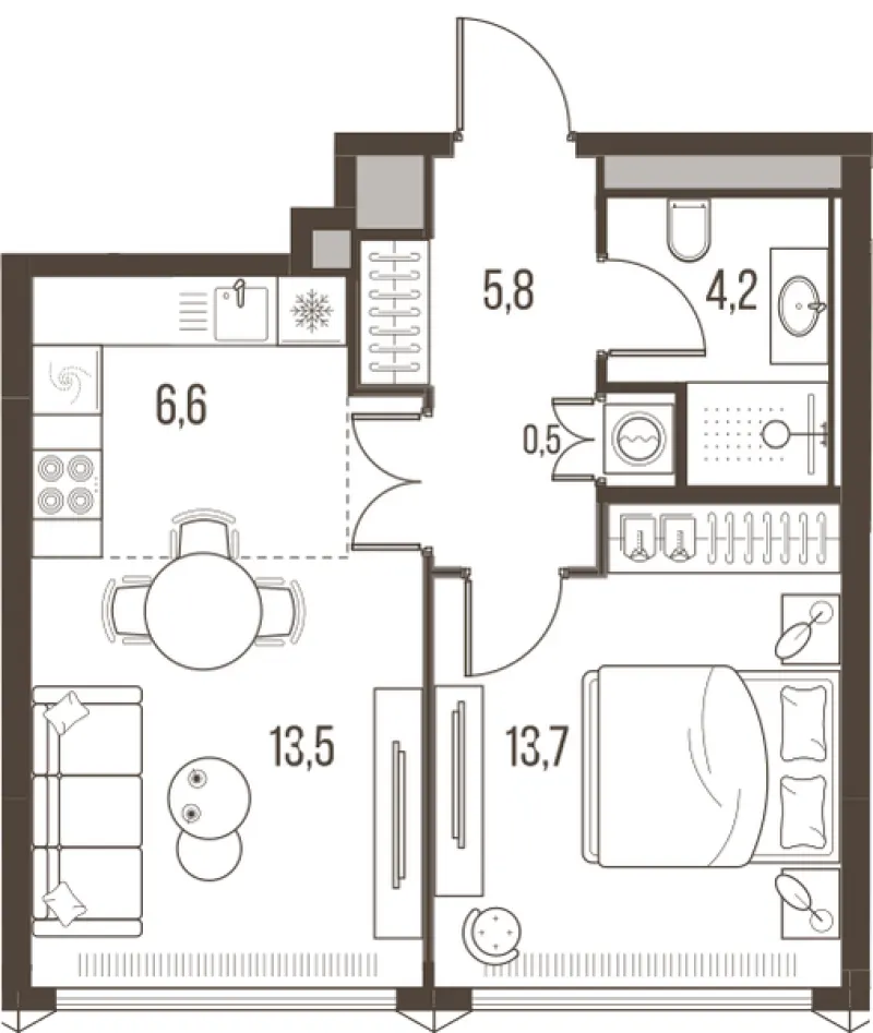 2-комн. 44.3 м²