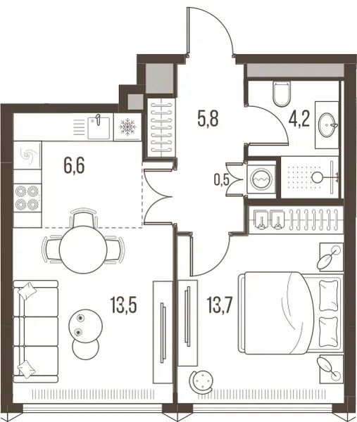 2-комн. 44,3 м²