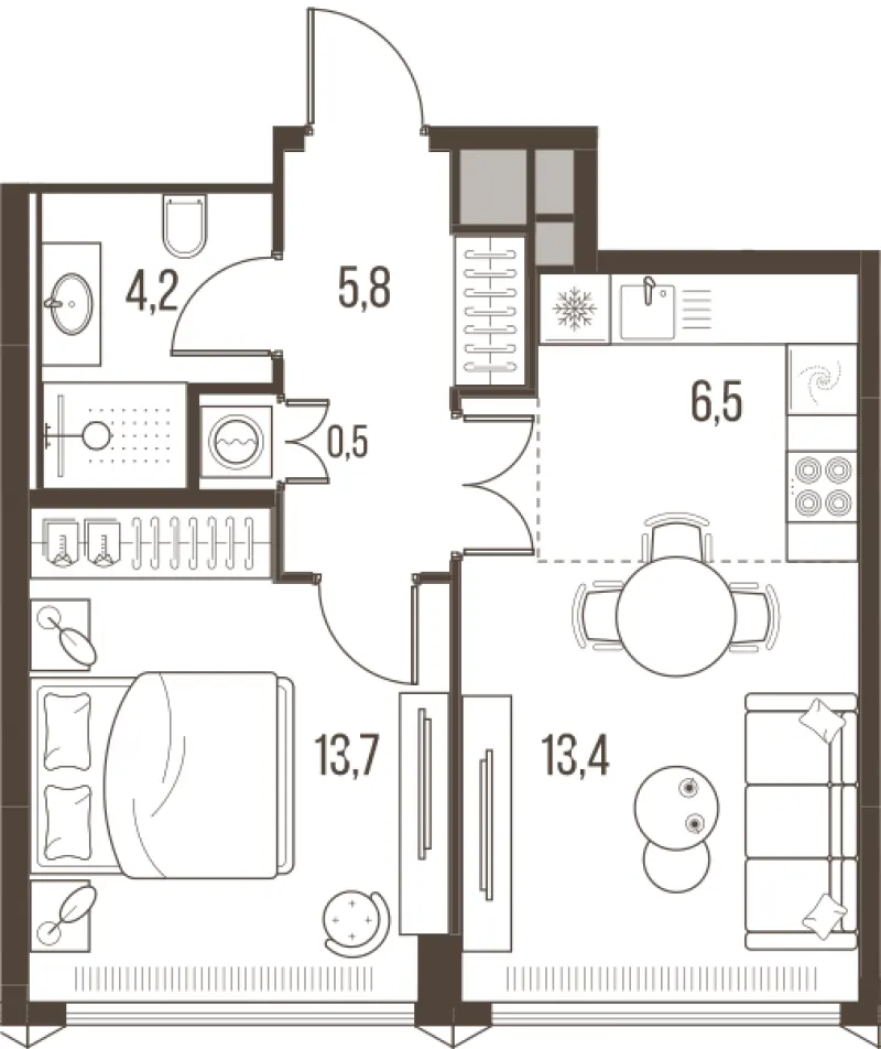 2-комн. 44.1 м²