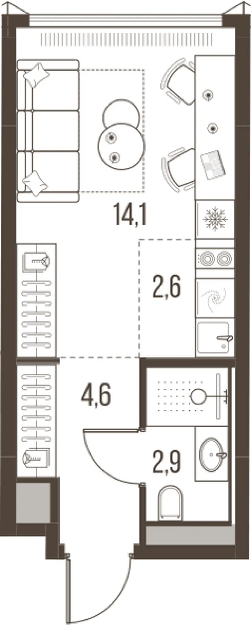 1-комн. 24.2 м²
