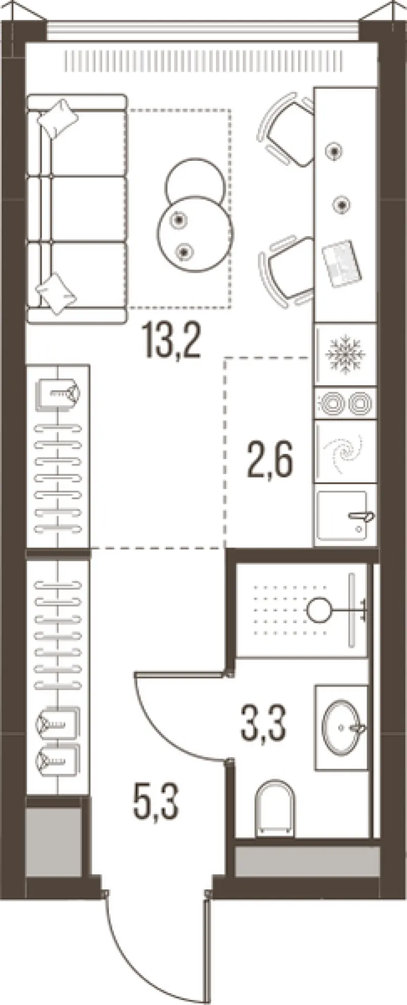 1-комн. 24.4 м²