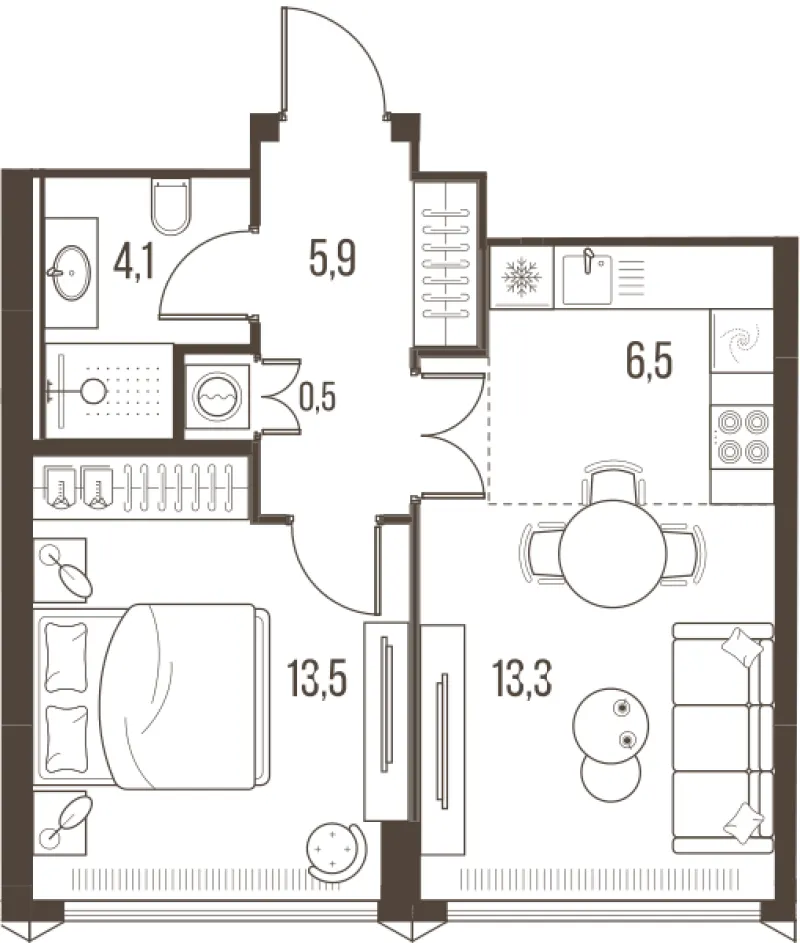 2-комн. 43.8 м²