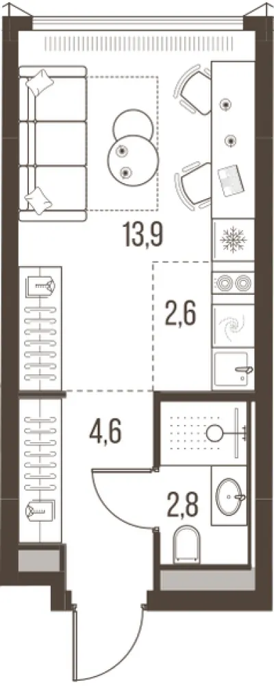 23,9 м² — планировка