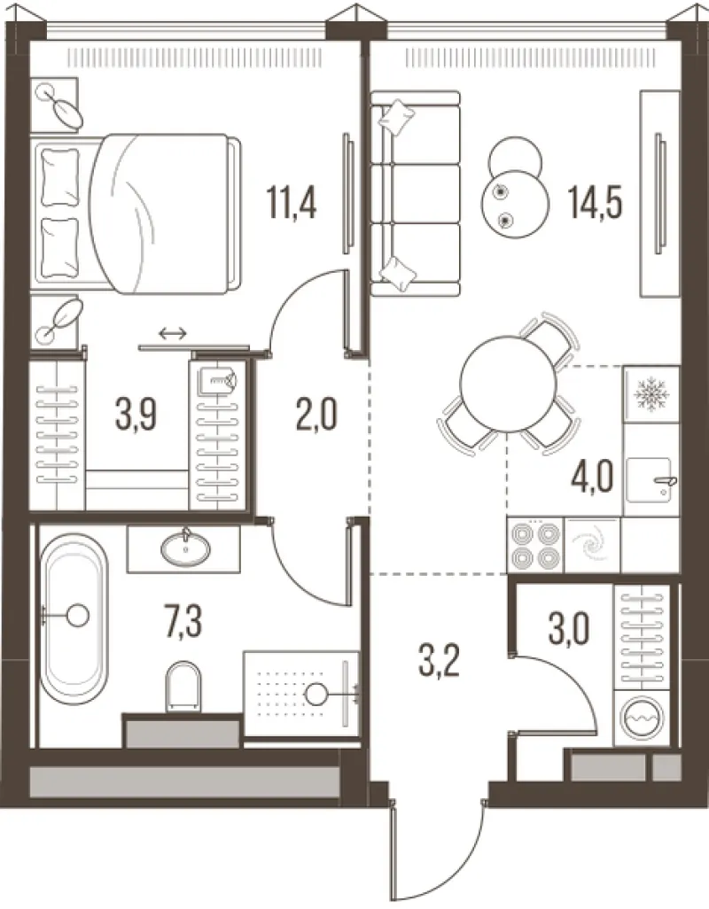 2-комн. 49.3 м²