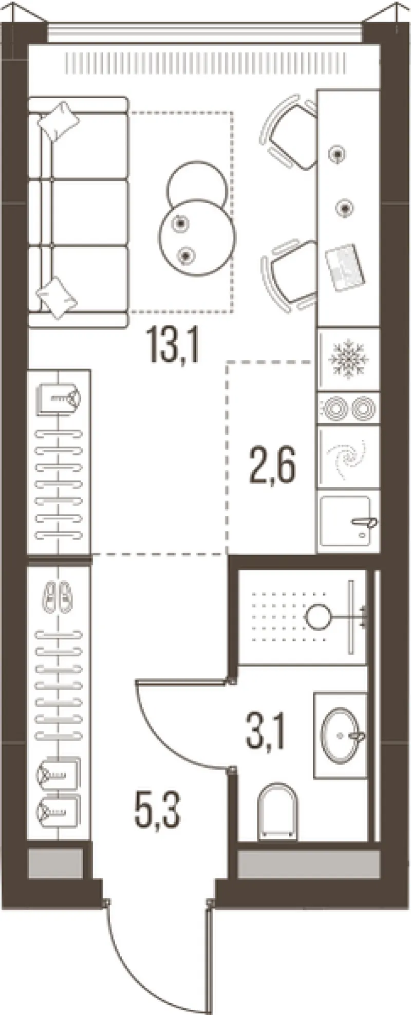 1-комн. 24.1 м²