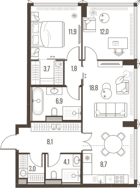 3-комн. 79 м²