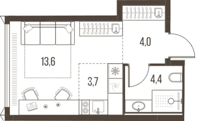 25,7 м² — планировка