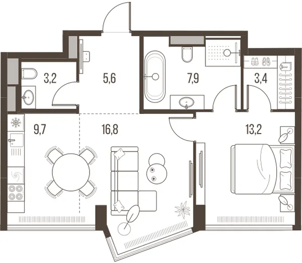 2-комн. 59.8 м²
