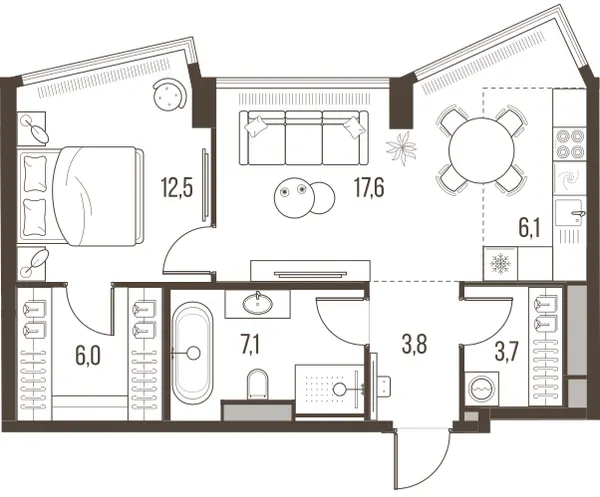 2-комн. 56,8 м²