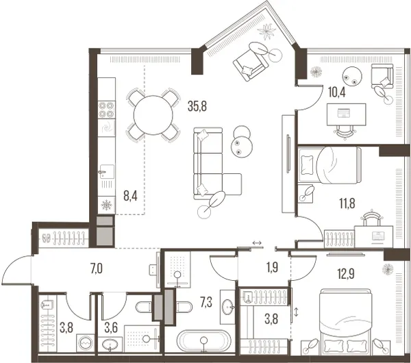 4-комн. 106.7 м²