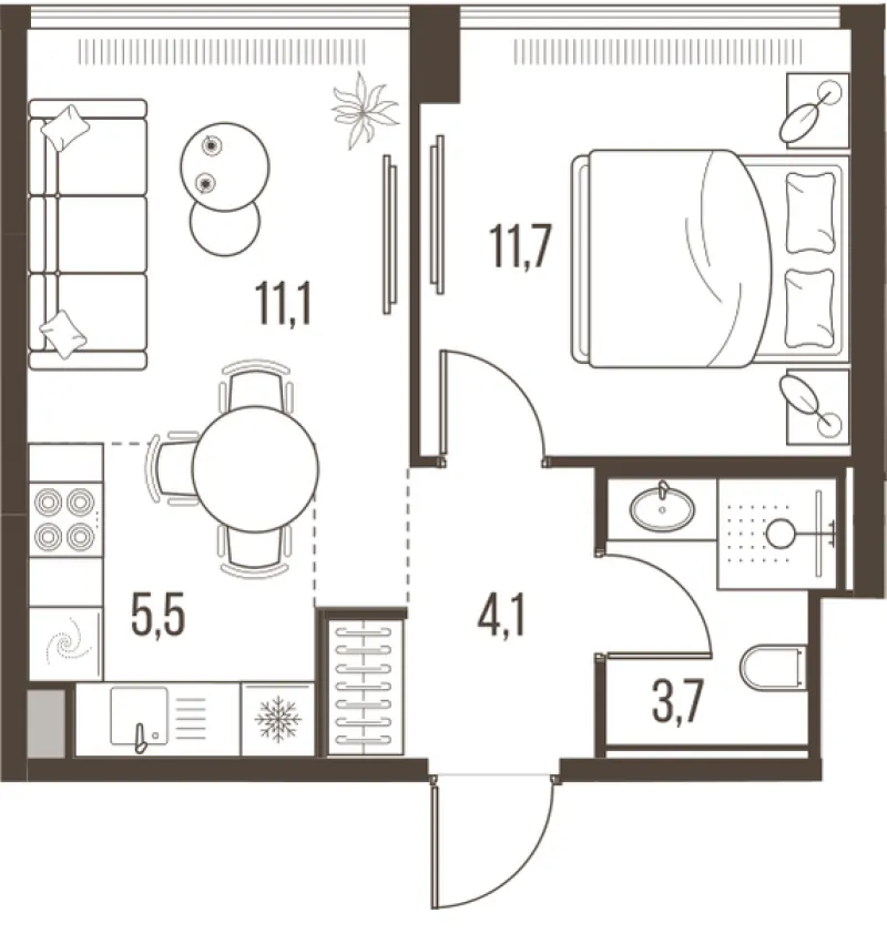 2-комн. 36.1 м²