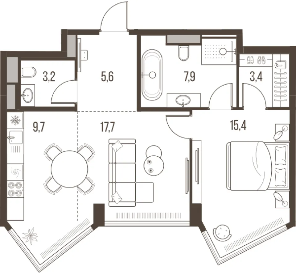 2-комн. 62,9 м²