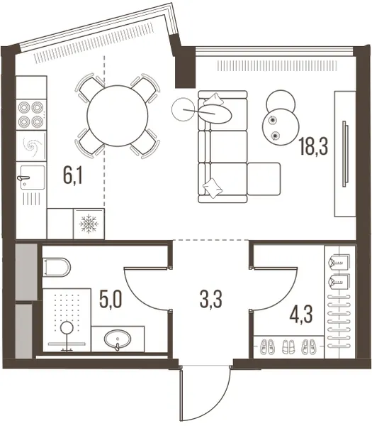 1-комн. 37 м²