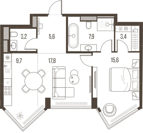 2-комн. 63.2 м²