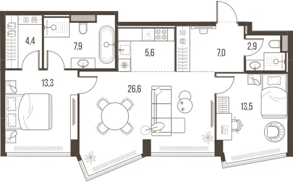 3-комн. 81.2 м²