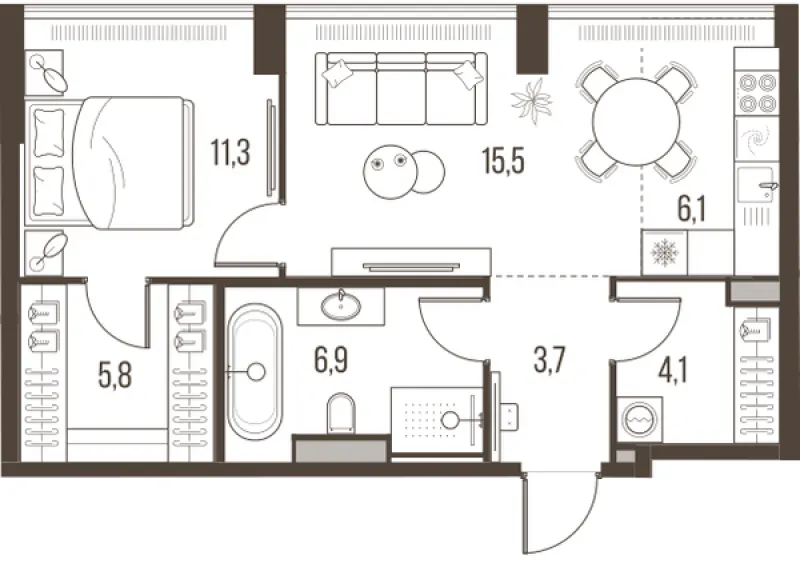 2-комн. 53.4 м²