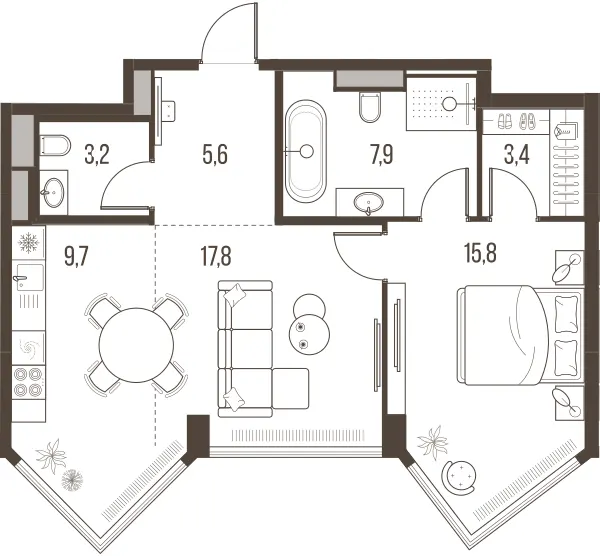 2-комн. 63.4 м²