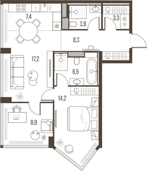3-комн. 69.7 м²