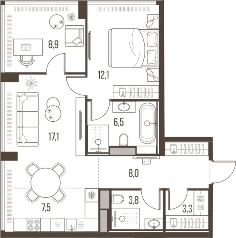 3-комн. 67.3 м²