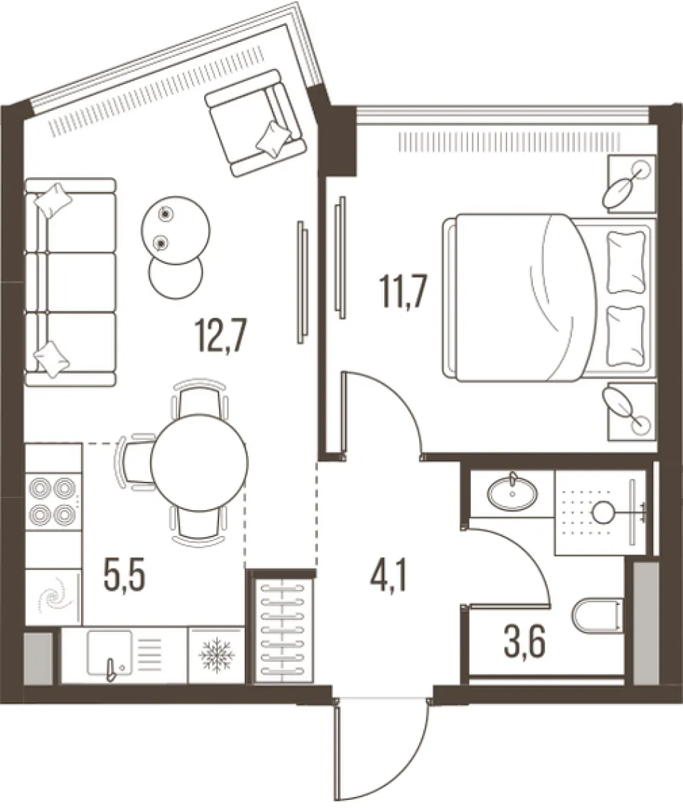 2-комн. 37,6 м²