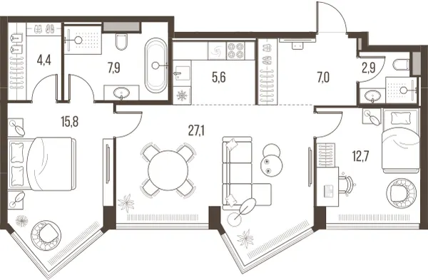 3-комн. 83.4 м²