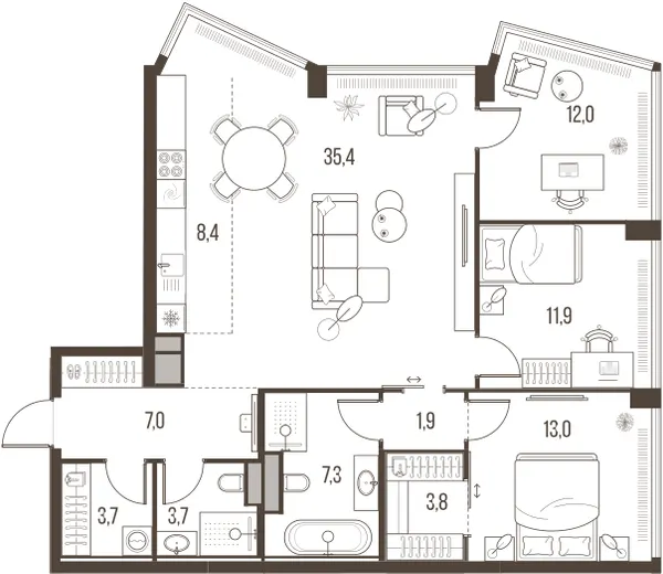 4-комн. 108.1 м²
