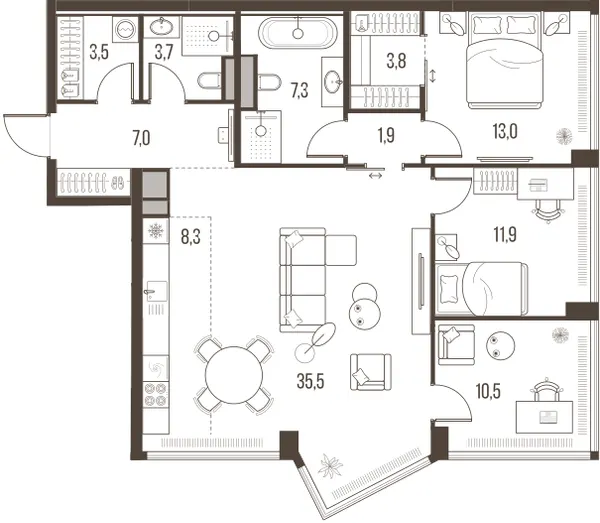 4-комн. 106.4 м²