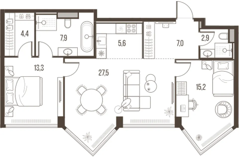 3-комн. 83,8 м²