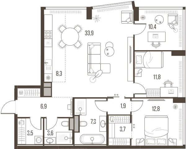 4-комн. 104.1 м²