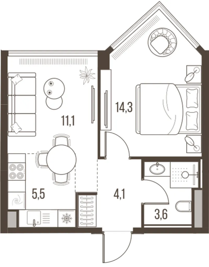 2-комн. 38.6 м²
