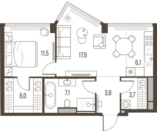 2-комн. 56.1 м²