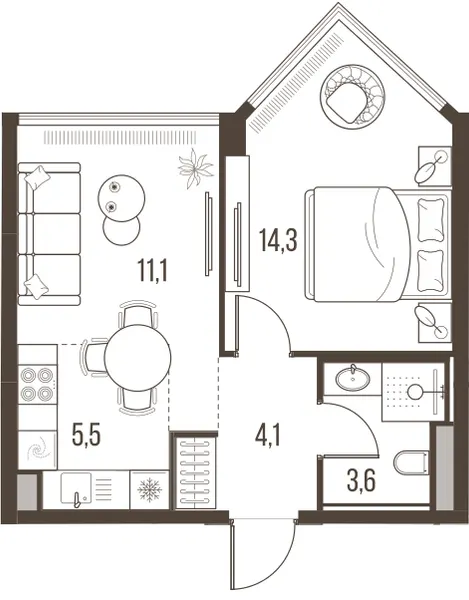 2-комн. 38.6 м²