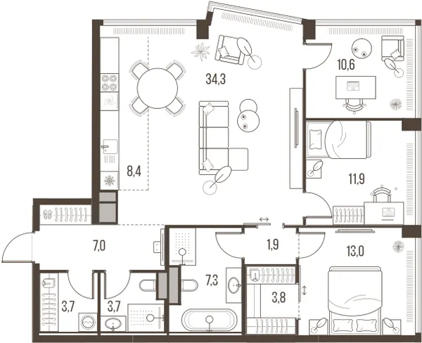 4-комн. 105.6 м²