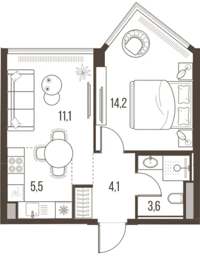 38,5 м² — планировка