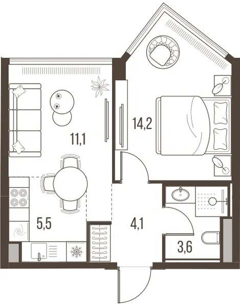 2-комн. 38,5 м²