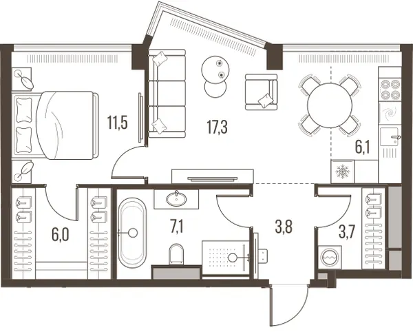 2-комн. 55.5 м²