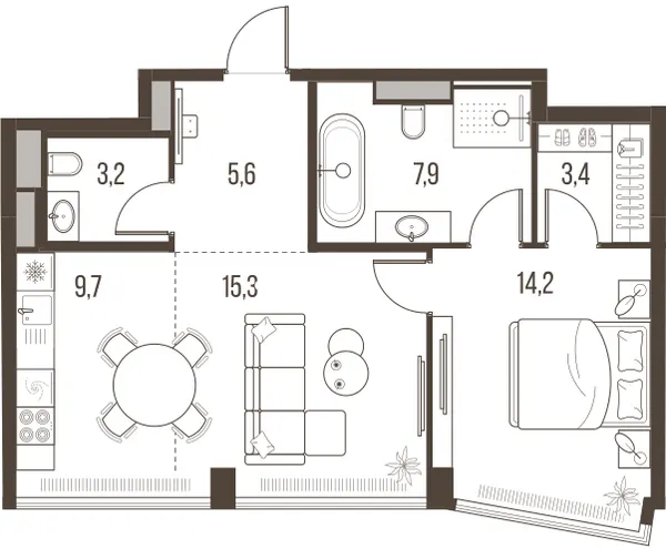 2-комн. 59.3 м²