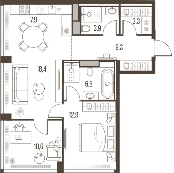 3-комн. 71.8 м²