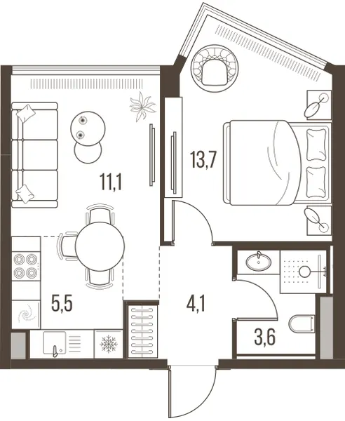 2-комн. 38 м²