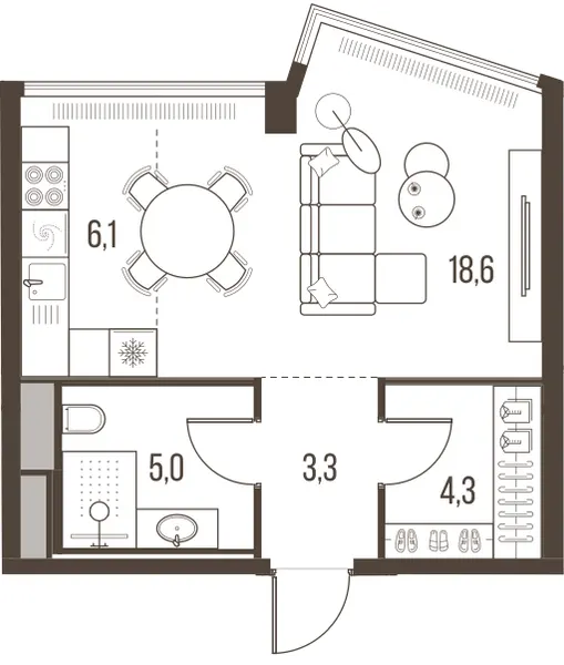 1-комн. 37.3 м²