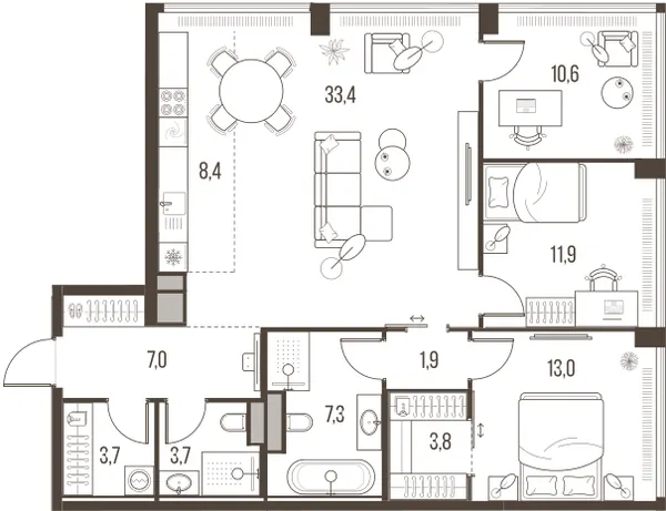 4-комн. 104.7 м²
