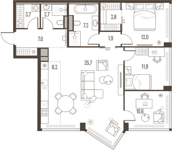 4-комн. 106,9 м²